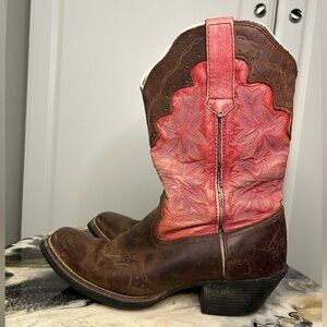 Tony Lama Pink Brown Leather Western Boots